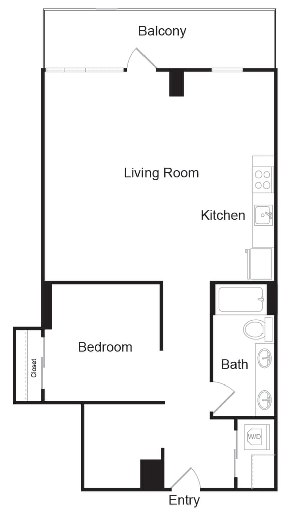 Floor Plan  One Bed One Bath - I