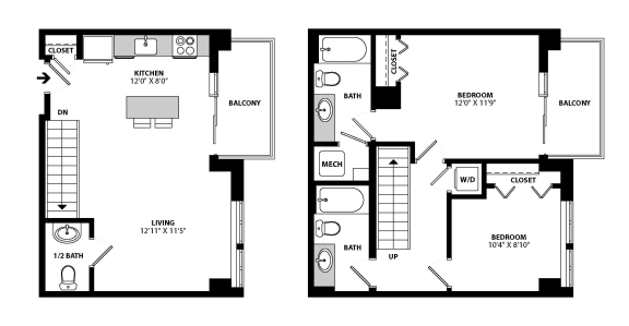 B8BX Floor Plan at Allied Harbor Point, Baltimore, MD, 21231