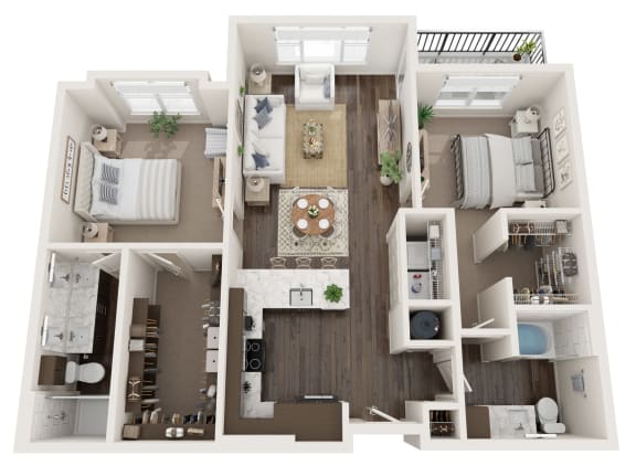 2 bed 2 bath floor plan B at The Clearing at ONE28, Olathe, KS, 66062