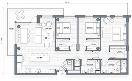 52 TEN C1 Floorplan, 2 bed 2 bath