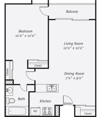 A1 (Premium) 1 bed 1 bath - 750 sqft  at Vera Cortez Hill, San Diego, 92101