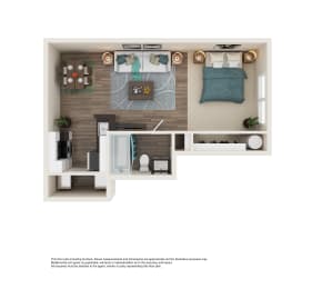 Studio 1 Bath Floor Plan | 475 Sq. Ft. at Element Deer Valley in Phoenix, AZ 85027