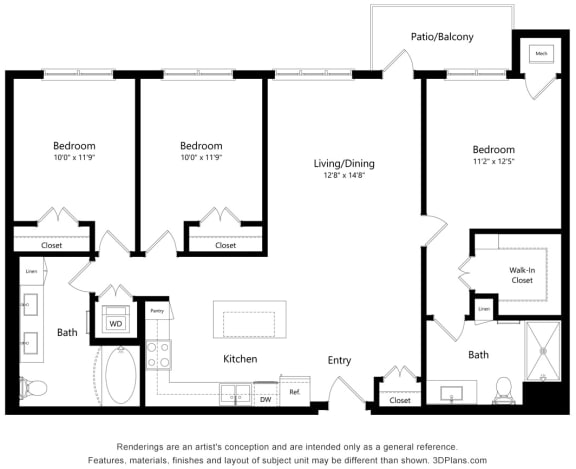 Brighton Oaks_3 Bedroom Floor Plan_3A