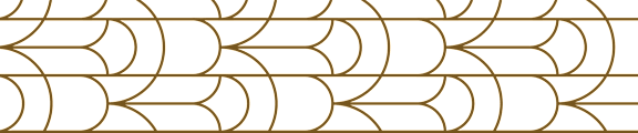 A pattern of interlocking golden shapes on a black background.