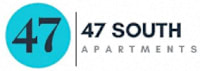 A blue circle with the number 47 and the words 47 South Apartments.