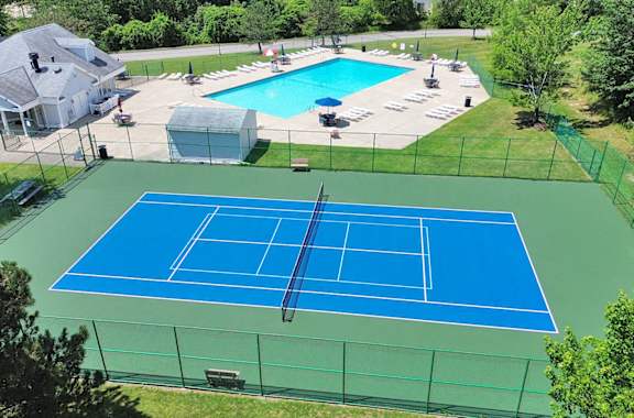 Pickleball court and pool