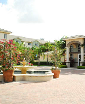 Water feature at entry at Harbour Cove, Hallandale Beach, FL 33009
