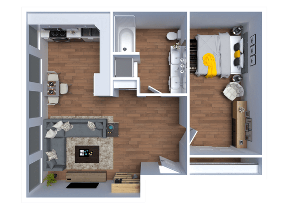 AP1 Lofts - Unit E - 1 Bed - Floor Plan