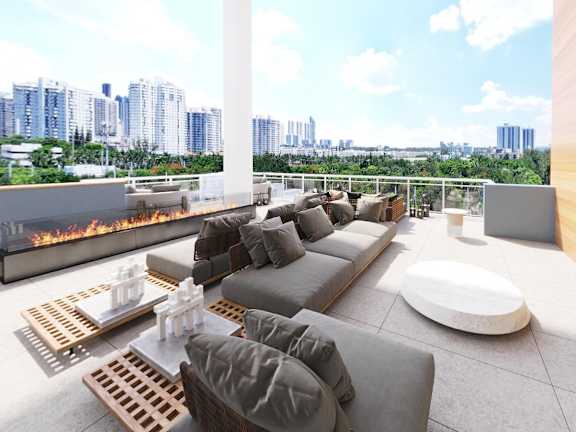  View of Miami skyline from Blu Aventura Apartments