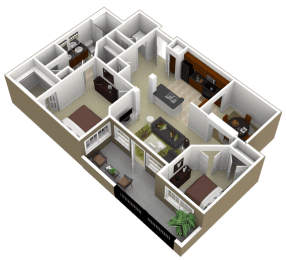 3000Sage - The St James - 1 Bedroom 1Bath - 3D