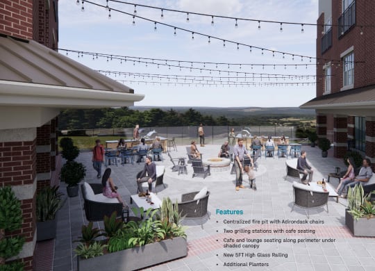 Rendering of the courtyard refresh with new furniture