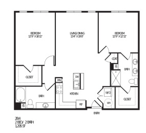 TriVista on Speer Apartments 2B4 Floor Plan