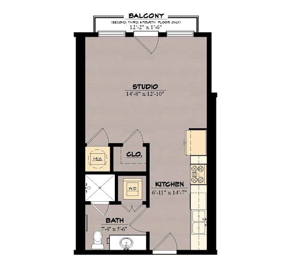 1B Floor Plan at The Tennessee Brewery, Tennessee, 38103
