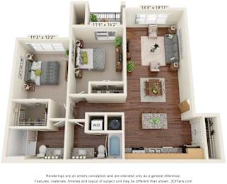 Two Bedroom 2 bath J - D2 (60%) Floor Plan at South Range Crossings, Parker