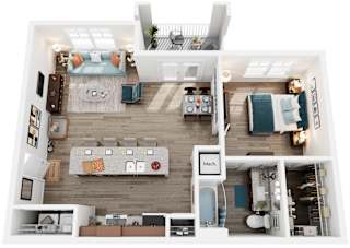 1 Bed 1 Bath Floor Plan | 856 Sq. Ft. at Capstone at Banks Crossing, Commerce, 30529