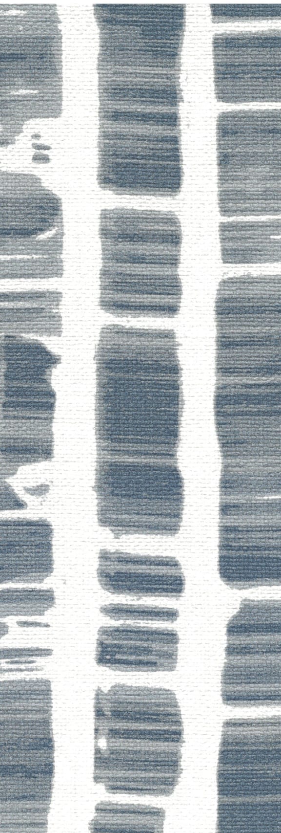 an abstract print with blue and white stripes on a white