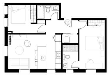 a black and white floor plan of a house