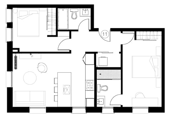 a black and white floor plan of a house