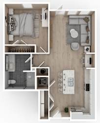 1 Bed 1 Bath Floor Plan | 736 Sq. Ft. at Saltaire Apartment Homes in Santa Rosa Beach, Florida