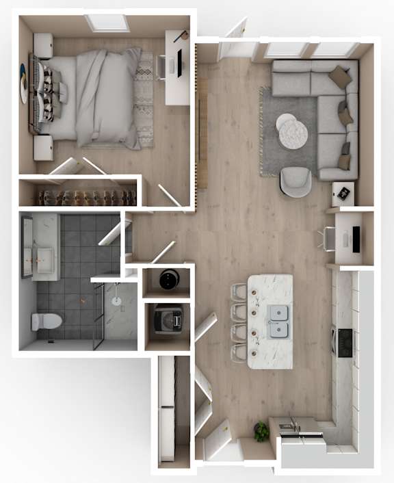 1 Bed 1 Bath Floor Plan | 736 Sq. Ft. at Saltaire Apartment Homes in Santa Rosa Beach, Florida