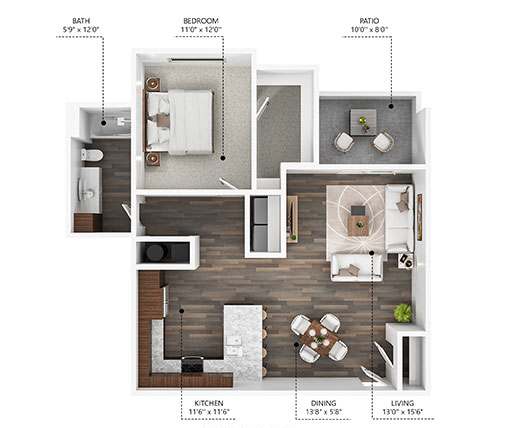 1 bedroom 1 bath H at Stonegate Crossing Apartments, Clive, 50325