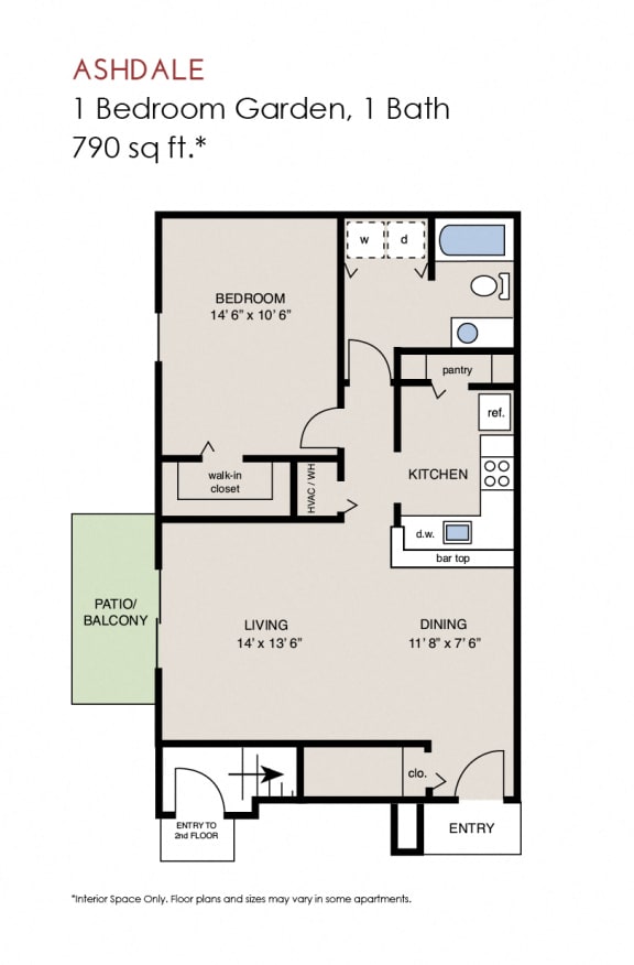 Floor Plan  Ashdale - 1 Bedroom Garden