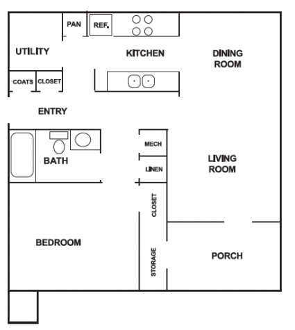 Floor Plan  1 Bedroom 1 Bathroom Floorplan at Arbours at Ensley Apartments, Pensacola, 32514