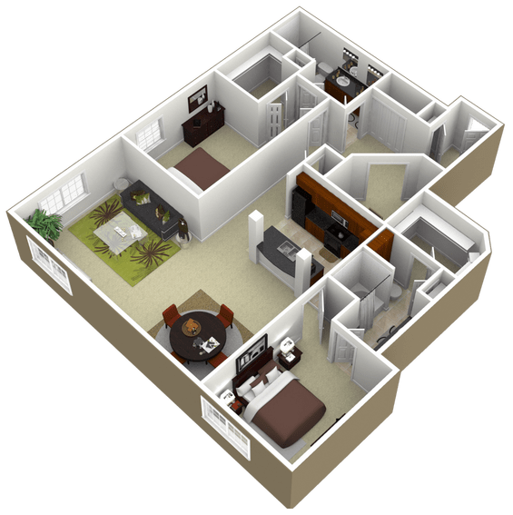 3000Sage - The San Felipe - 2 Bedroom 2 Bath - 3D