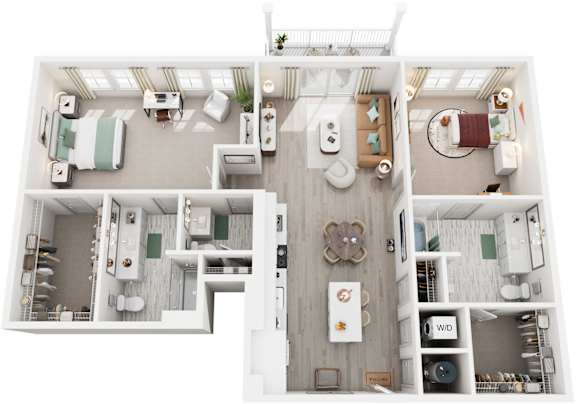 2 Bed 2 Bath Floor Plan | 1,408 Sq. Ft. at Lyric at Norton Commons Apartments, Prospect, Kentucky 40059