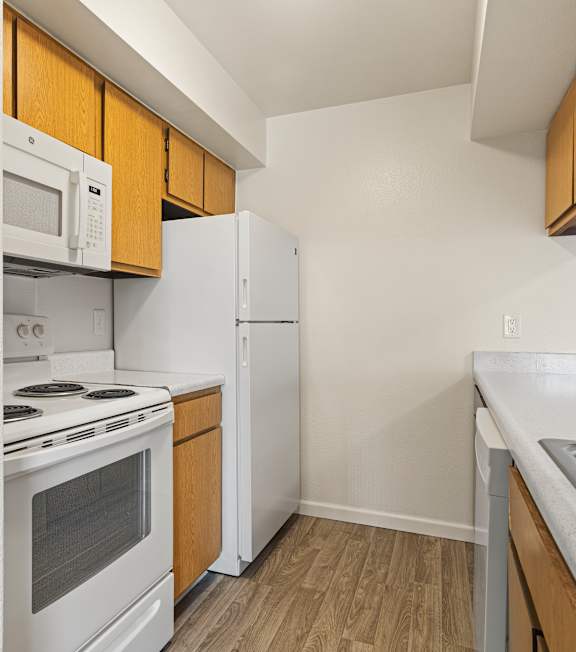 kitchen wood cabinets white appliances