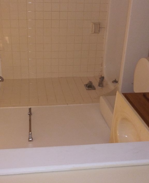 a bathroom with a shower and a toilet and a sink