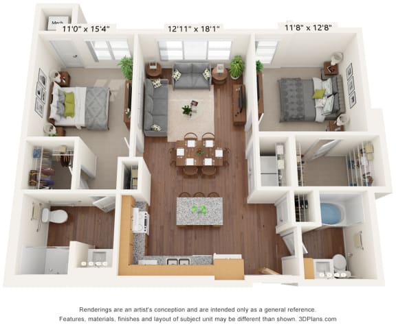 Two Bedroom - D (ADA) Floor Plan Two Bedroom - D (ADA) Floor Plan at Bren Road Station 55+ Apartments, Minnetonka