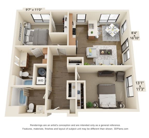 Meritage West Apartment Homes in Boise, Idaho 2B Floor Plan