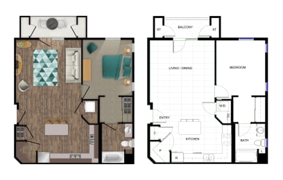 Floor Plan  a floor plan of a room with a wood floor