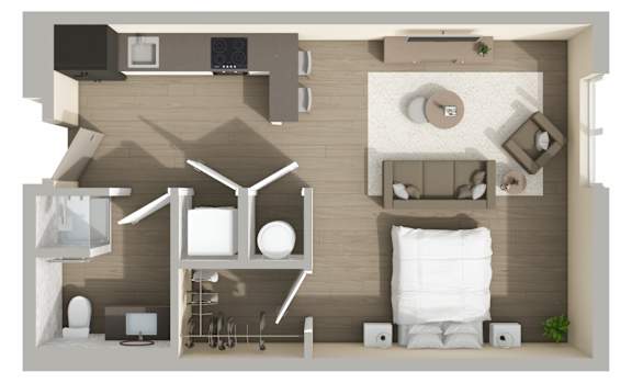 S1 Floor Plan at Harbor Side at Conwood Flats Apartments, Memphis, TN, 38107