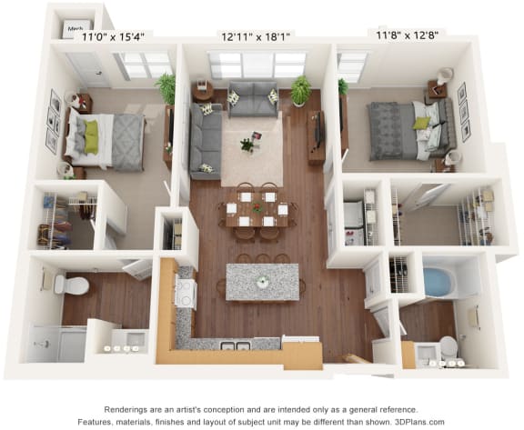 Floor Plan  Two Bedroom - G Floor Plan at Bren Road Station 55&#x2B; Apartments, Minnetonka, Minnesota