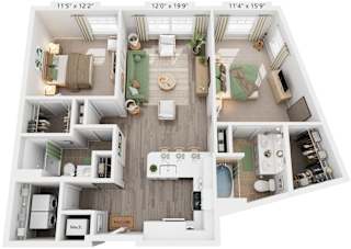 Sequioa Floorplan | 1,086 Sq. Ft. at Flats at West Broad Village, Glen Allen, VA