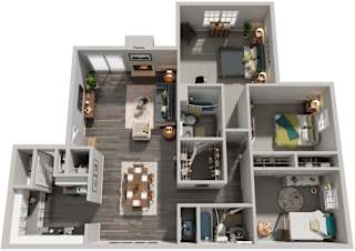 3 Bed 2 Bath Floor Plan | 1,236  Sq. Ft. at Woodwinds, Aiken, SC