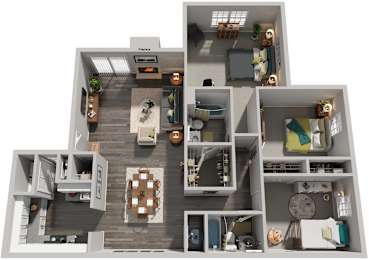 3 Bed 2 Bath Floor Plan | 1,236  Sq. Ft. at Woodwinds, Aiken, SC