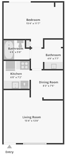 Floor Plan  One Bedroom Apartment at Alta Vista Village