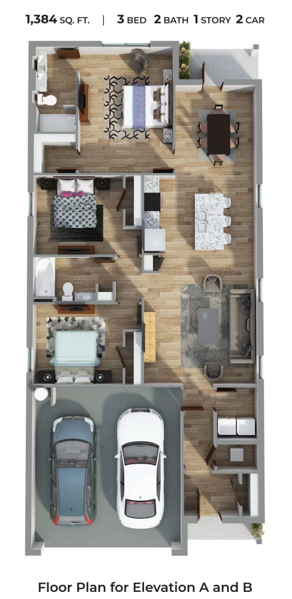 PLAN 1384 Floor Plan at Emerald Lakes South, Ocean Springs, Mississippi