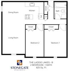 a floor plan of the laddie lakes at stonegate apartments