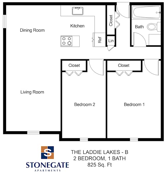 a floor plan of the laddie lakes at stonegate apartments