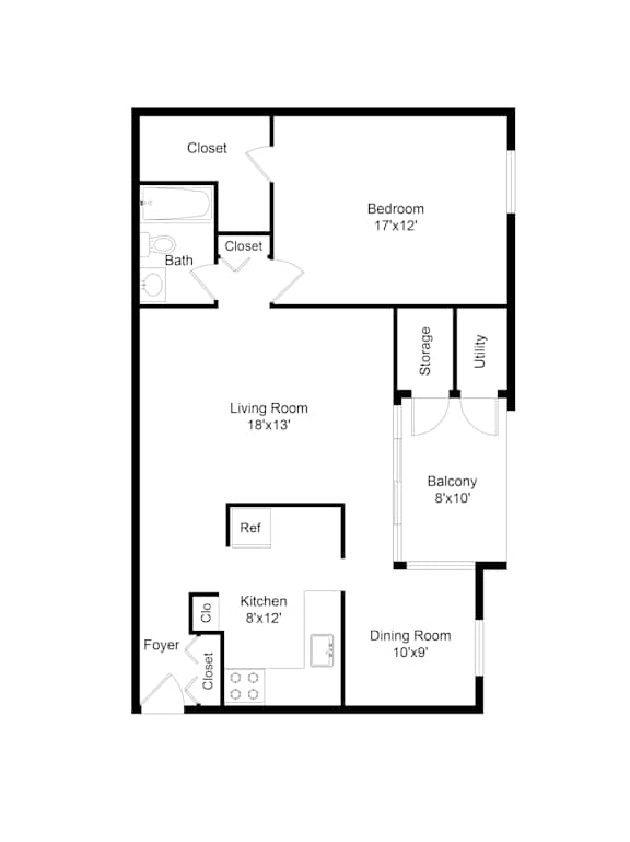 Chestnut 1 bedroom 1 bathroom floor plan 1 bedroom 1 bathroom floor plan