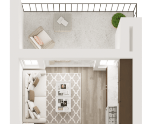 Studio 1 bath floor plan at The Apex at CityPlace, Overland Park, KS, 66210