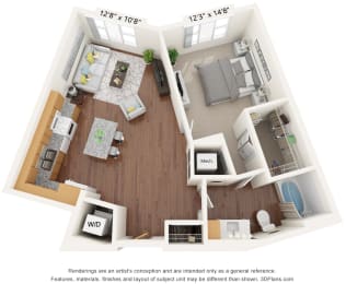 Brighton Oaks_1 Bedroom Floor Plan