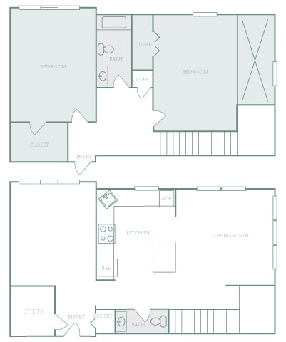 Harbor Hill Apartments floor plan B9 - 2 bed 2 bath - 2D
