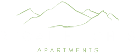a logo for rental apartments with mountains