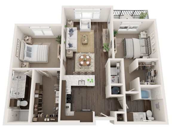 2 bed 2 bath floor plan at The Clearing at ONE28, Kansas, 66062