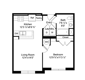 a floor plan of a small house with a bedroom and a living room